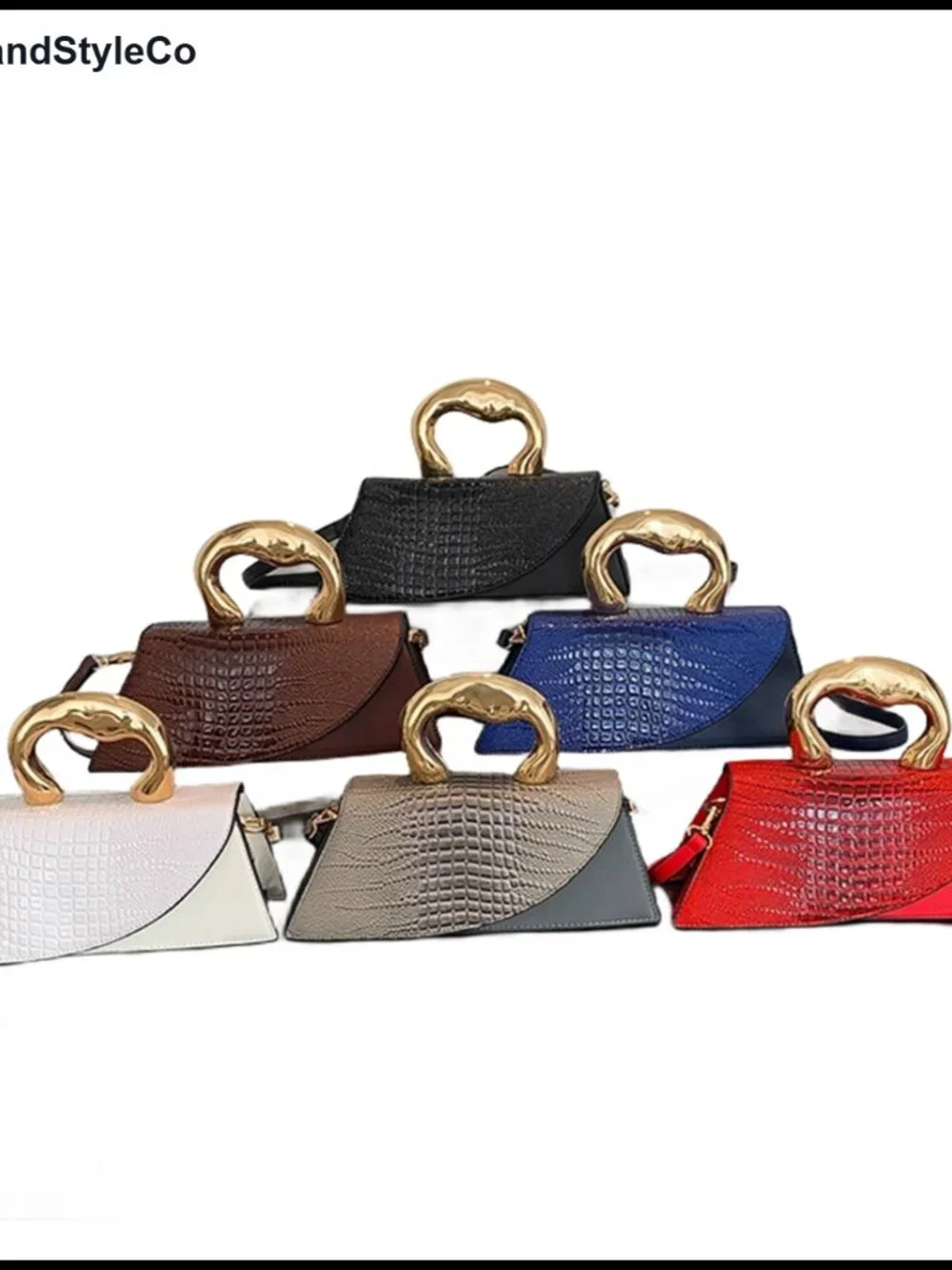 Women Vegan Leather Evening Handbag Crocodile Pattern Clutch Purse